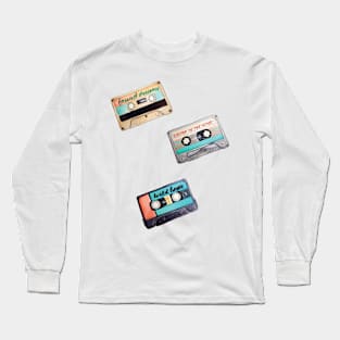 Nostalgic vintage watercolor cassette tapes Long Sleeve T-Shirt